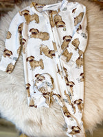 Load image into Gallery viewer, Angel Dear Little Pug 2 Way Zipper Footie