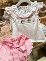 Load image into Gallery viewer, Baby Girl Smocked Pink Golf Gingham Short Set