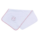 Load image into Gallery viewer, Light Blue Tiny Slugger Applique Burp Cloth