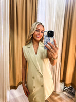 Load image into Gallery viewer, Going On Taupe Button Down Sleeveless Blazer Tunic