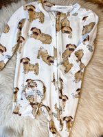 Load image into Gallery viewer, Angel Dear Little Pug 2 Way Zipper Footie