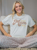 Load image into Gallery viewer, Mom Era Checkered Taupe Simply Southern Pajama Set