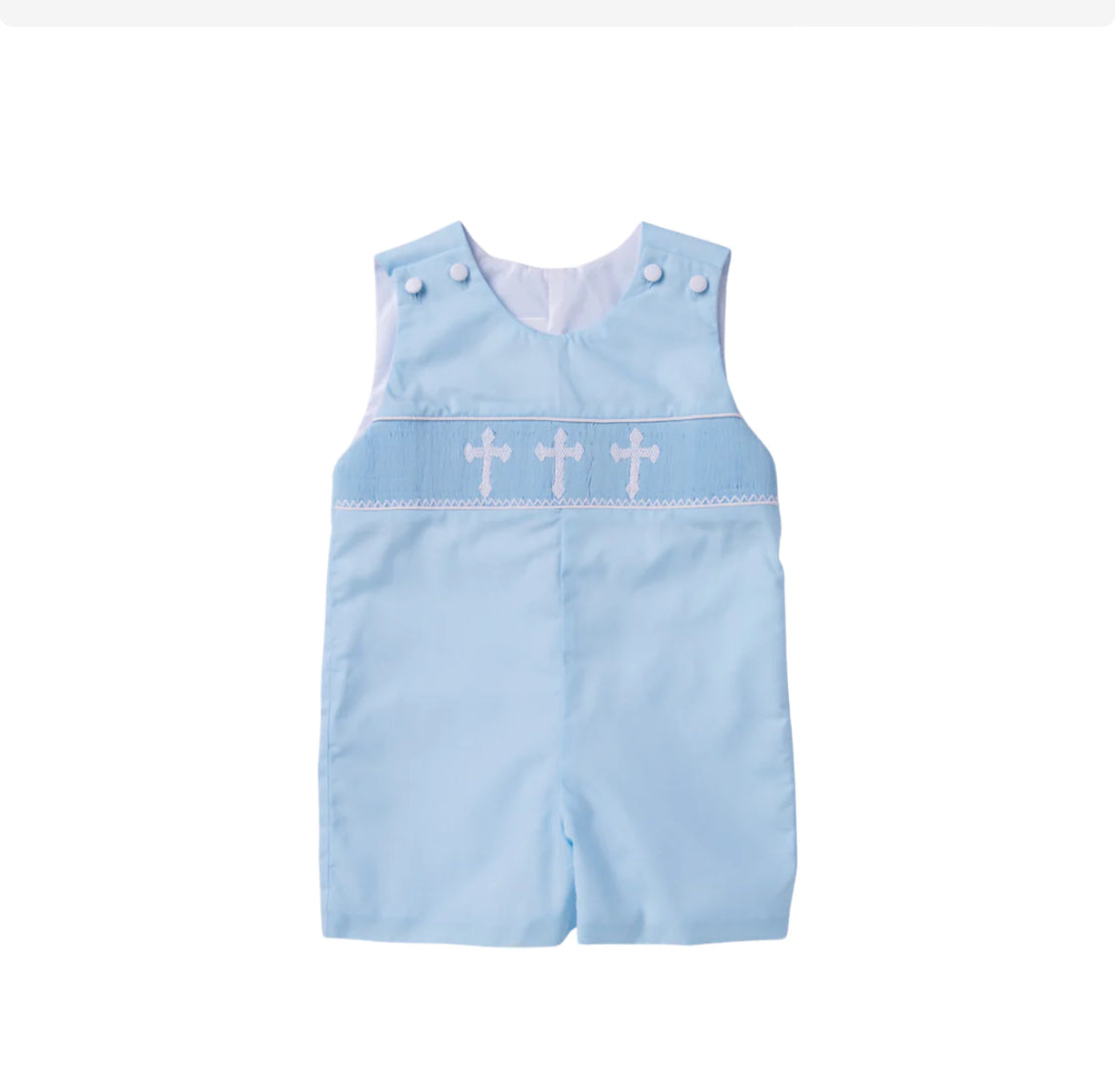 Petit Bebe Baby Boys Blue Poplin Smocked Jon Jon main image 0