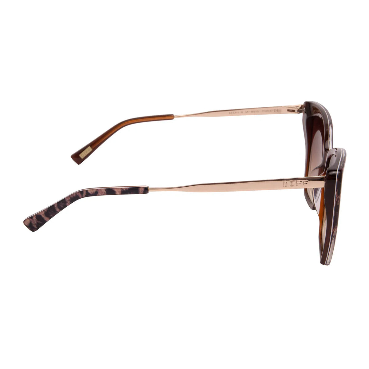 DIFF Becky II Leopard Tortoise Brown Sunglasses BECKY II - LEOPARD TORTOISE + BROWN GRADIENT SUNGLASSES  main image 2