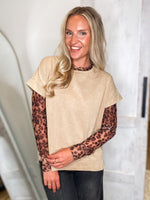 Load image into Gallery viewer, Catch Me Out Leopard Mesh L/S Top