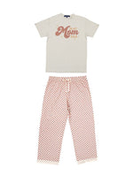 Load image into Gallery viewer, Mom Era Checkered Taupe Simply Southern Pajama Set