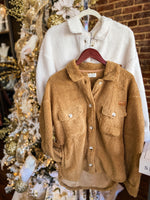 Load image into Gallery viewer, Heart Like Mine Ivory Fuzzy Button Down Simply Southern Shacket