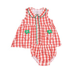 Load image into Gallery viewer, Angel Dear The Jill- Peter Pan Button Front Dress with Ric Rac Trim - Strawberry Gingham