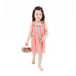 Load image into Gallery viewer, Angel Dear The Jill- Peter Pan Button Front Dress with Ric Rac Trim - Strawberry Gingham