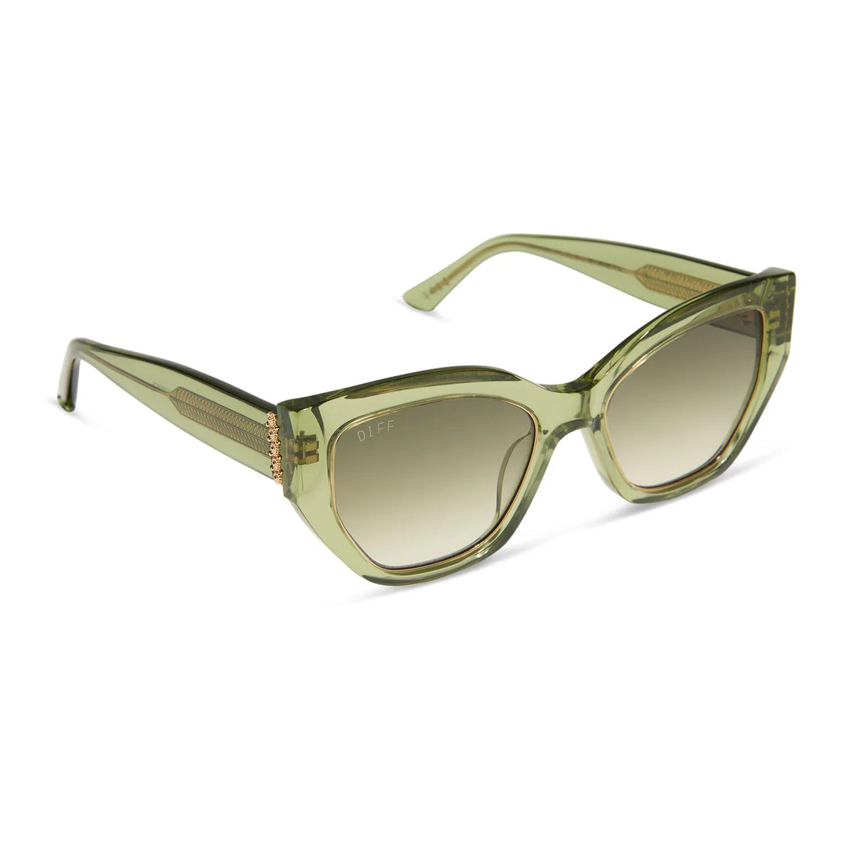 NWOT! DIFF Eyewear, Vanessa , Olive Green With Gradiant Lense DIFF Eyewear — Cassidy Sunglasses in Olive Green — NWT main image 2