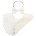 Load image into Gallery viewer, Ali + Oli Cotton Baby Bib Double-Sided (Embroidered Flowers & Bow)