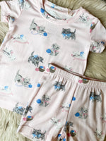 Load image into Gallery viewer, Angel Dear Vintage Kitten Pink Short Lounge Wear Set