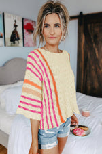 Load image into Gallery viewer, Always Good Ivory Striped Lightweight Knitted Blouse