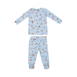 Load image into Gallery viewer, Angel Dear Vintage Santas Blue L/S Loungewear Set