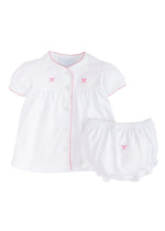 Load image into Gallery viewer, Little English Baby Girl Pinpoint Layette Knit Set - Bow