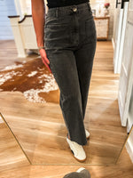 Load image into Gallery viewer, Simple Joy Washed Black Trouser Pant