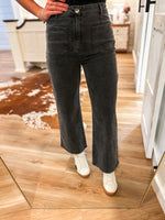 Load image into Gallery viewer, Simple Joy Washed Black Trouser Pant