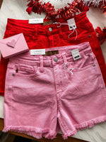 Load image into Gallery viewer, Be Mine Mid Rise Red Judy Blue Denim Shorts