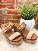Load image into Gallery viewer, On Vacay Raffia Corkys Wedge