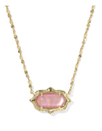 Load image into Gallery viewer, Elisa Light Pink Scallop Frame Gold Pendant Necklace