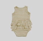 Load image into Gallery viewer, Angel Dear Oxford Tan Stripe Bubble With Ruffles