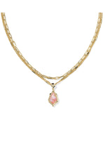 Load image into Gallery viewer, Adriana Scallop Frame Light Pink Iridescent Gold Multi Strand Necklace