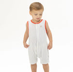 Load image into Gallery viewer, Angel Dear Baseball Stripe Sleeveless Shortie Romper