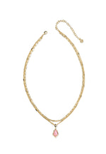 Load image into Gallery viewer, Adriana Scallop Frame Light Pink Iridescent Gold Multi Strand Necklace