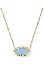 Load image into Gallery viewer, Elisa Sky Blue Scallop Frame Gold Pendant Necklace
