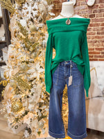 Load image into Gallery viewer, Always You Green Cold Shoulder Sweater