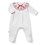 Load image into Gallery viewer, Paty Knit Christmas Footie with Swiss Tree Trim