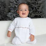 Load image into Gallery viewer, Paty Knit Christmas Romper with Swiss Pine Trim