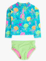 Load image into Gallery viewer, Long Sleeve Zipper Rash Guard 2-Piece Swimsuit, With Signature Rear Ruffles