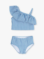 Load image into Gallery viewer, Seersucker One Shoulder Ruffle Tankini 2-Piece Swimsuit, with Signature Rear Ruffles