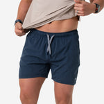 Load image into Gallery viewer, Burlebo Athletic Short - Heather Navy - American Flag Liner