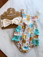 Load image into Gallery viewer, Angel Dear Good Vibes Daisy Ruffle Sunsuit