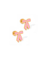 Load image into Gallery viewer, Conley Pink Bow Screwback Stud Earrings