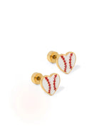 Load image into Gallery viewer, Baseball Heart Screwback Stud Baseball Heart Earrings