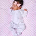 Load image into Gallery viewer, Solid Essentials White Pink Footie