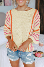 Load image into Gallery viewer, Always Good Ivory Striped Lightweight Knitted Blouse