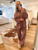 Load image into Gallery viewer, Heading Out Brown/Pink Stripe L/S Top
