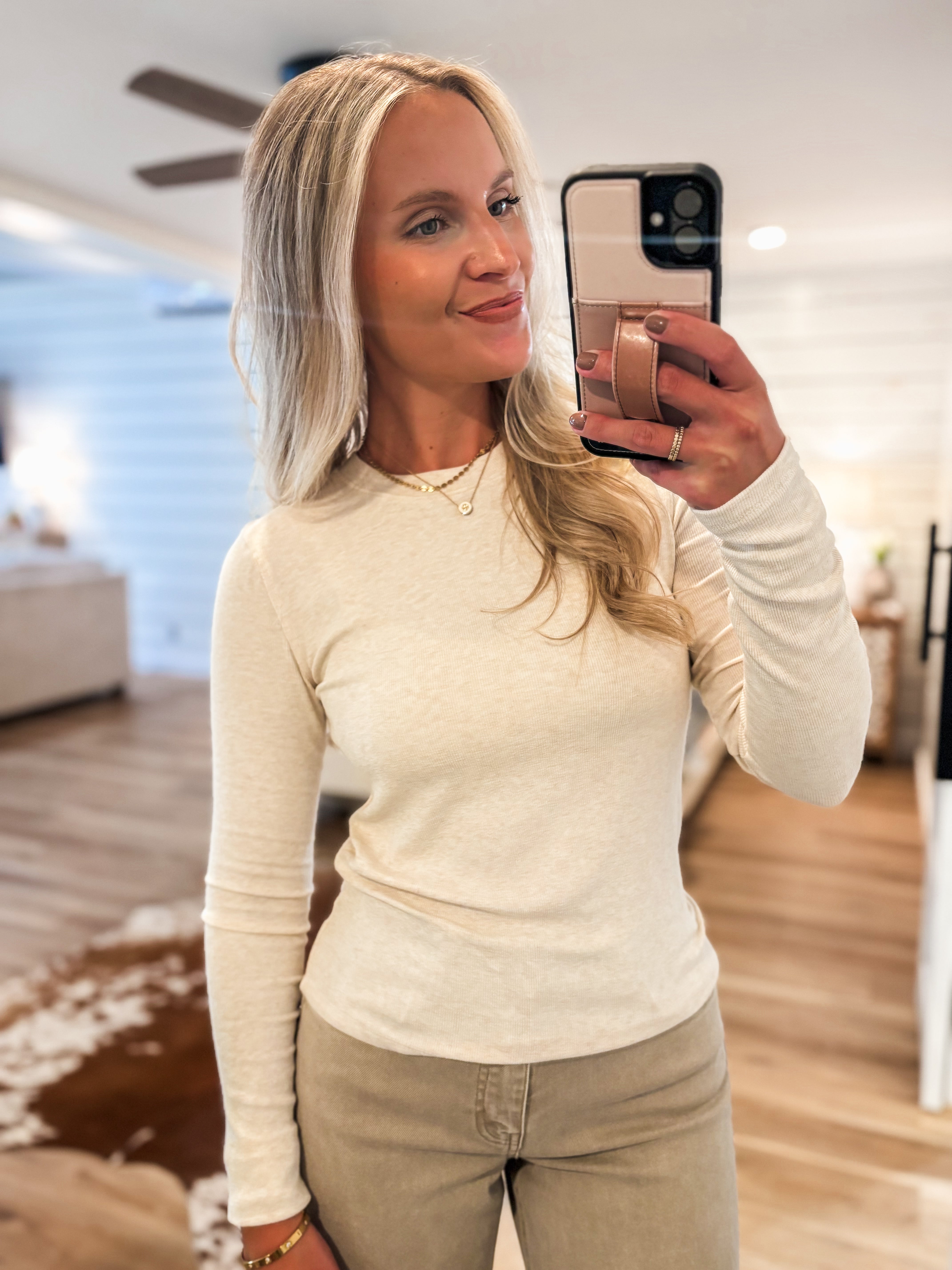For Comfort Oatmeal Basic L/S Top