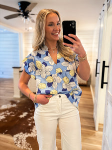Forever To Soon Light Blue Floral Blouse
