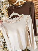 Load image into Gallery viewer, Best Offer Beige Ribbed L/S Top
