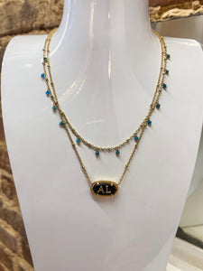 Elisa Black Agate Alabama Gold Pendant Necklace
