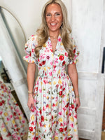 Load image into Gallery viewer, Generous Gesture Mint Floral Front Zip Midi Dress

