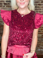 Load image into Gallery viewer, Watch Me Shine Maroon Sequin Blouse
