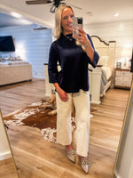 Load image into Gallery viewer, Uptown Chic Navy Mock Neck Sweater
