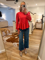 Load image into Gallery viewer, Going Along Coral Embroidered Sweatshirt Blouse
