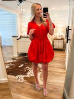 Load image into Gallery viewer, Starting New Red Bow Bubble Dress
